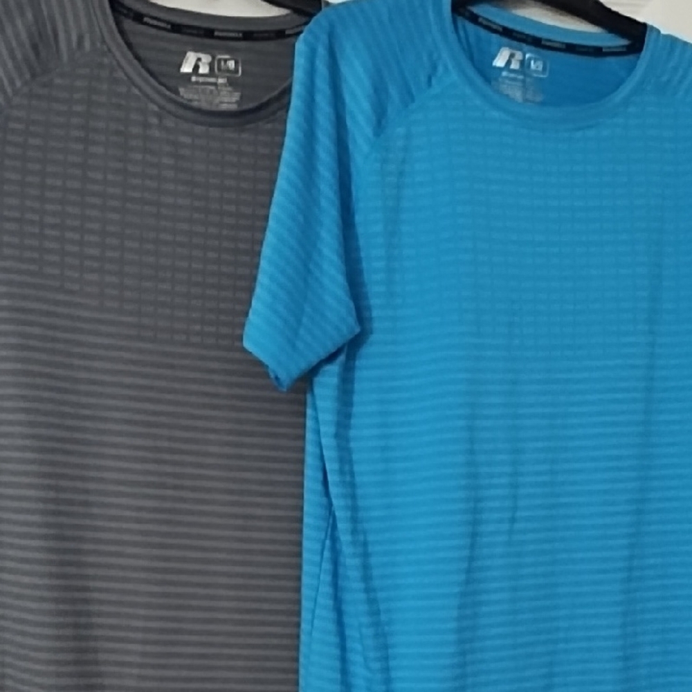 Russell Athletic Men's Short Sleeve Tees - Blue and Gray Each.